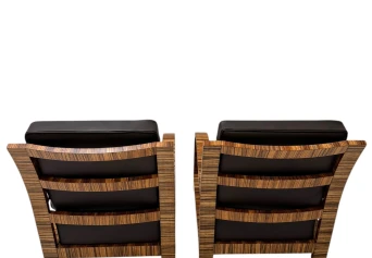 Two Art Deco Lounge Chairs with Leather Cushions France, 1930s